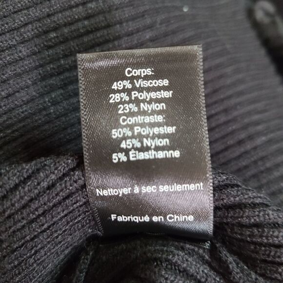 LUSH Size Small Black Knit Sweater Mini Dress 3D Floral Sheer Balloon Sleeve NWT - Picture 13 of 14